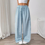 Load image into Gallery viewer, Striped Relaxed Fit Drawstring Pants Women N6D148