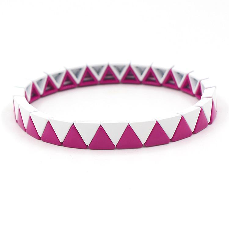 Rainbow Triangles Bracelet Modular Gold Enamel S5P050