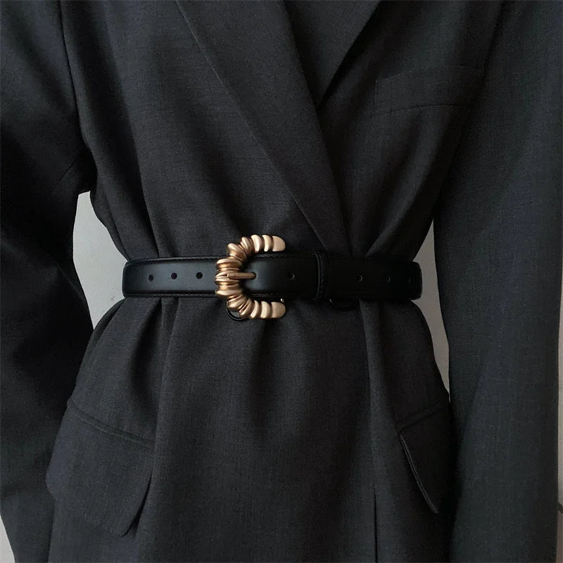 Versatile Genuine Leather Belt Women Decorative N6H336
