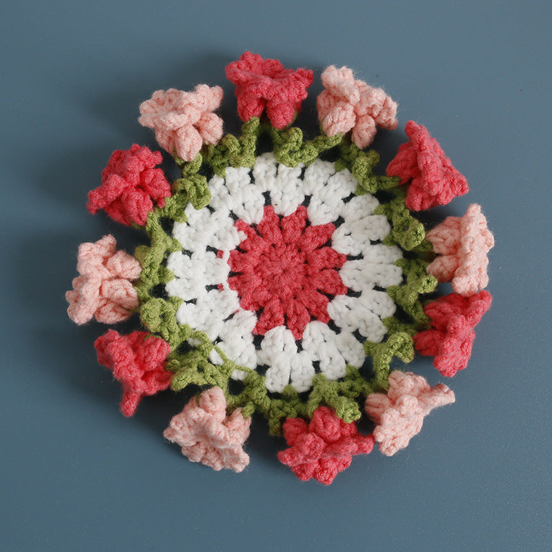 Handmade Crochet Lily of Valley Coaster Bag Charm N6G034