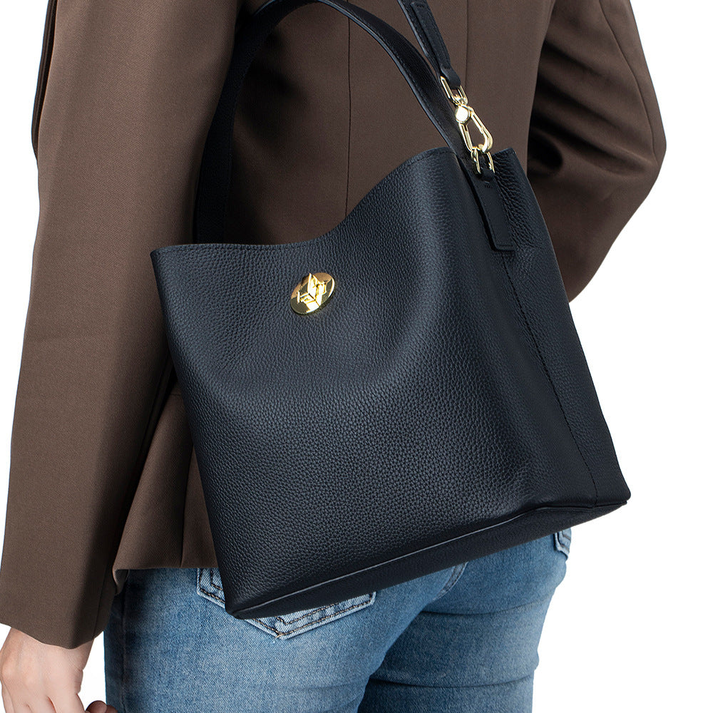 Women's Genuine Leather Bucket Shoulder Bag N6J165