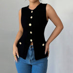 Load image into Gallery viewer, Crew Button Vest Lightweight Black N5Z708

