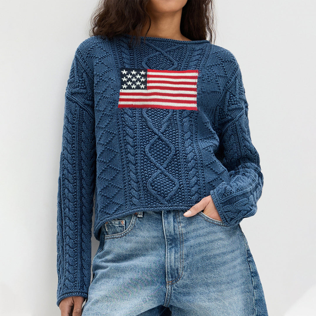 Cable Crew Sweater Lightweight Navy N5Z820