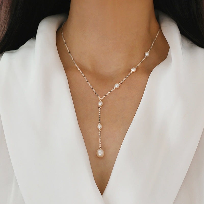 Freshwater Pearl 925 Silver Choker Necklace Women N6H181