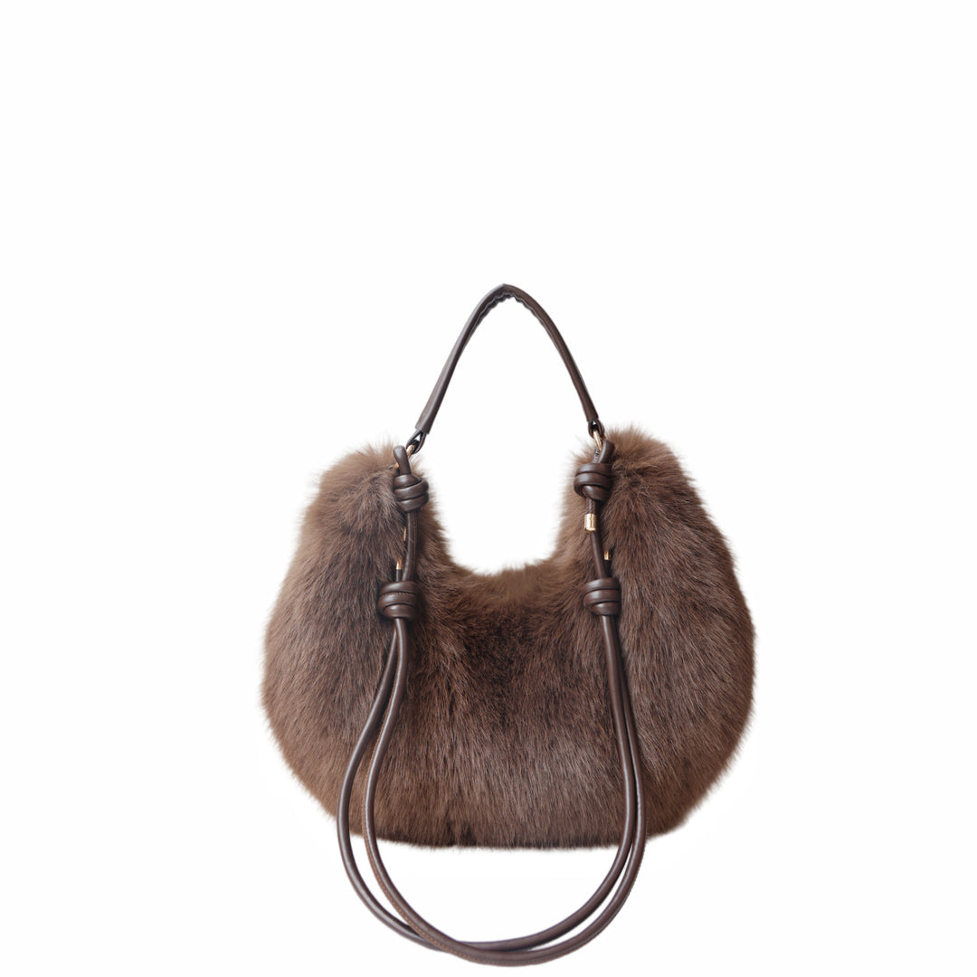 Women's Plush Crescent Shoulder Bag N6J117
