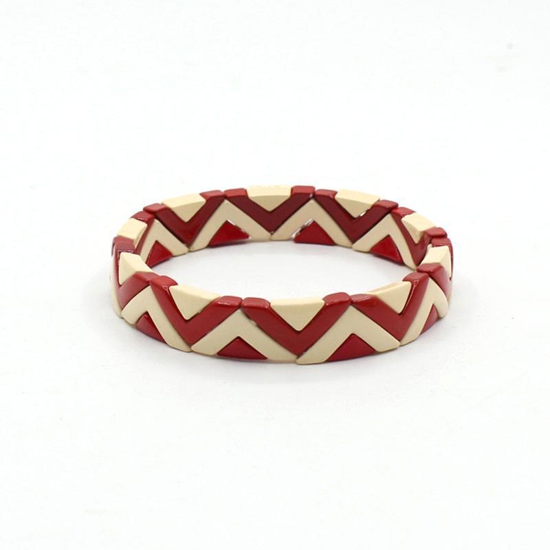 Wave Triangle Links Cuff Enamel Steel Elastic S5P142