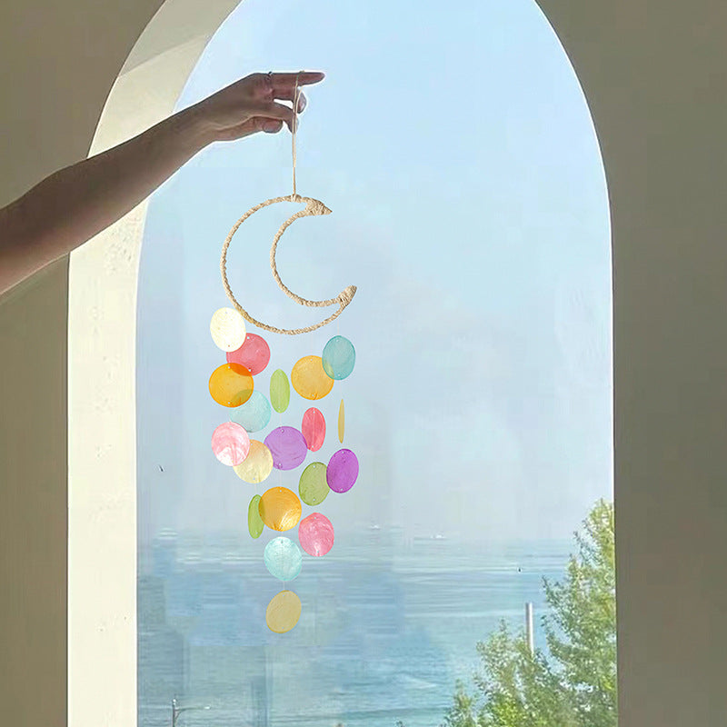Moon Shell Dream Catcher Wind Chime Balcony Decor N6F315