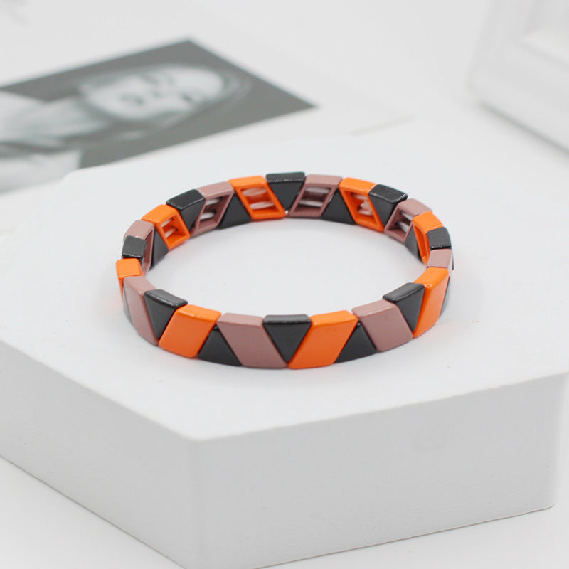 Enamel DIY Bracelet Geometric Elastic Adjustable S5P056