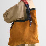 Load image into Gallery viewer, Corduroy Tote Bag Vertical Rectangle Open-Top Design  S5P279
