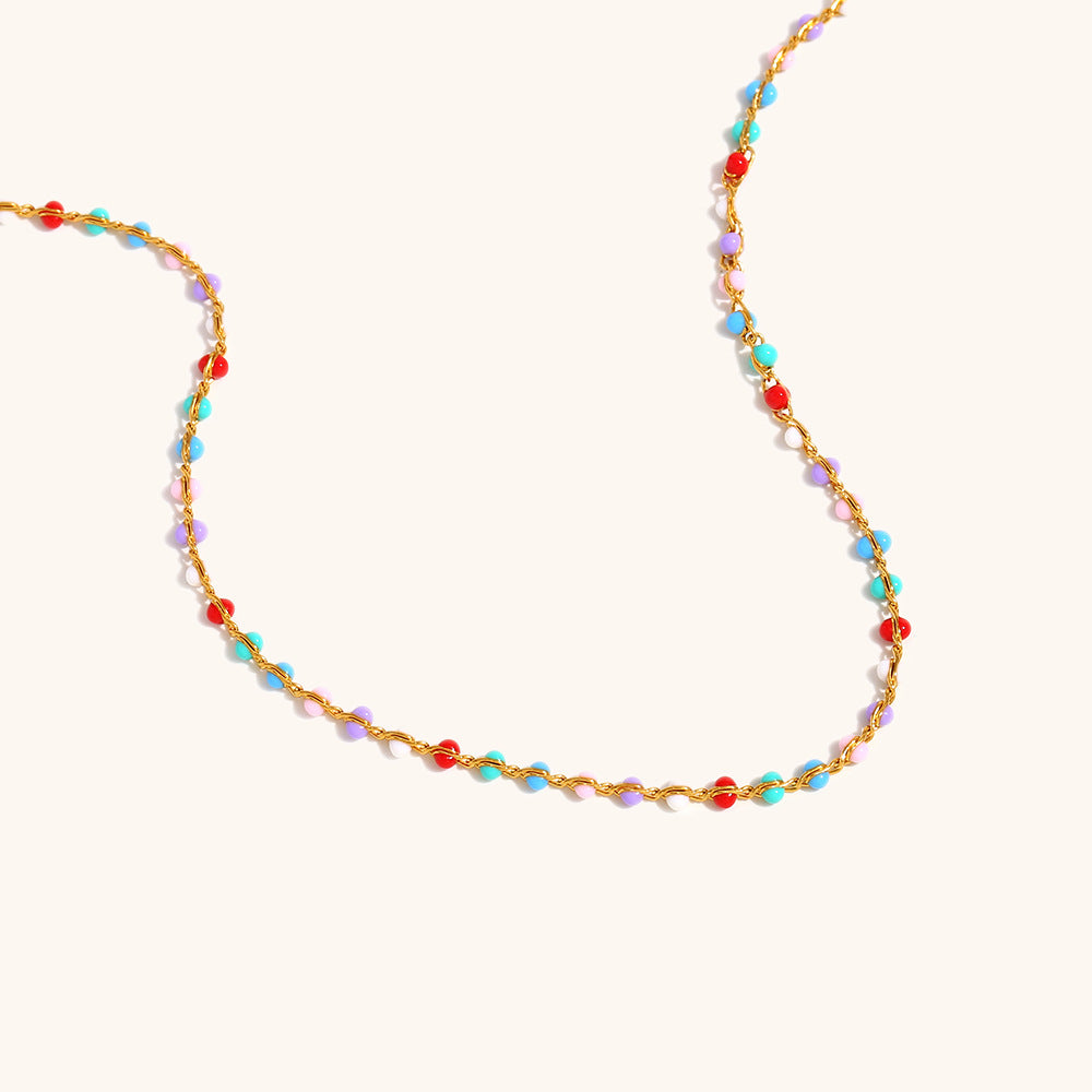Bohemian Enamel Bead Chain Steel Gold Plated S5P225