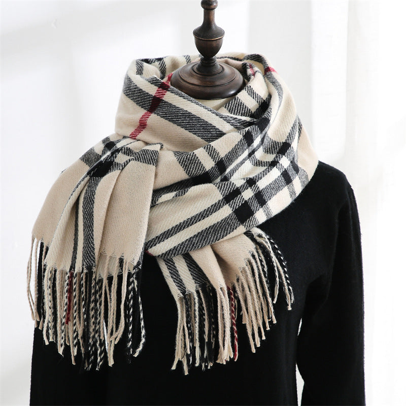 Plaid Pattern Faux Cashmere Wrap  M5A226