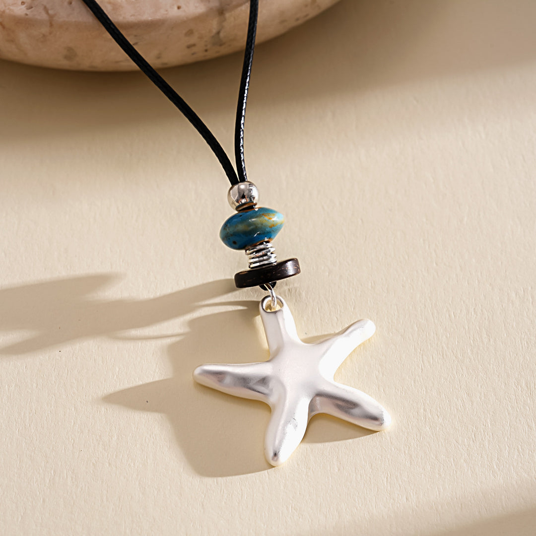 Leather Cord Ceramic Pendant Choker Cold Minimal N6H142