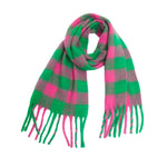 Load image into Gallery viewer, Rainbow Plaid Mohair Feel Chunky Fringe Scarf N6K249