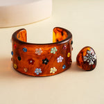 Load image into Gallery viewer, Womens Vintage Floral Rhinestone Resin Cuff Bracelet N6K132
