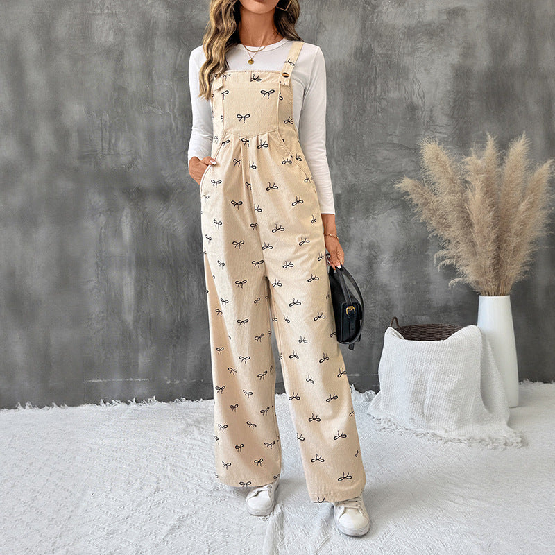 BowWideLeg Jumpsuit MidHeavy Apricot N5A175