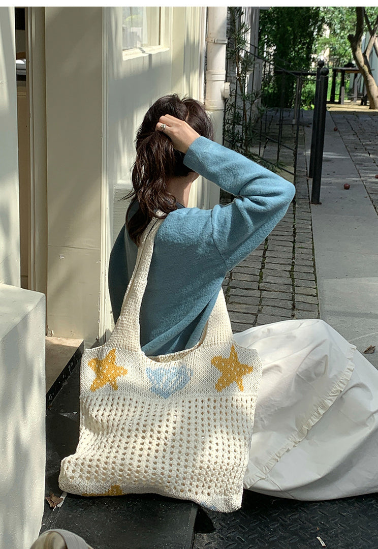 Starfish Shell Knit Tote Beach Bag Large Capacity N6C053