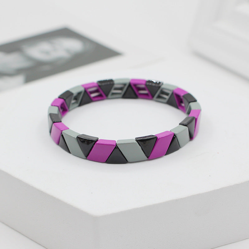 Enamel DIY Bracelet Geometric Elastic Adjustable S5P056