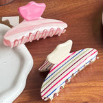 Load image into Gallery viewer, Color Stripe Acetate Hair Claw Clip Women N6C346