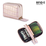 Load image into Gallery viewer, Crocodile Texture RFID Card Holder Zip Around Wallet N6G094