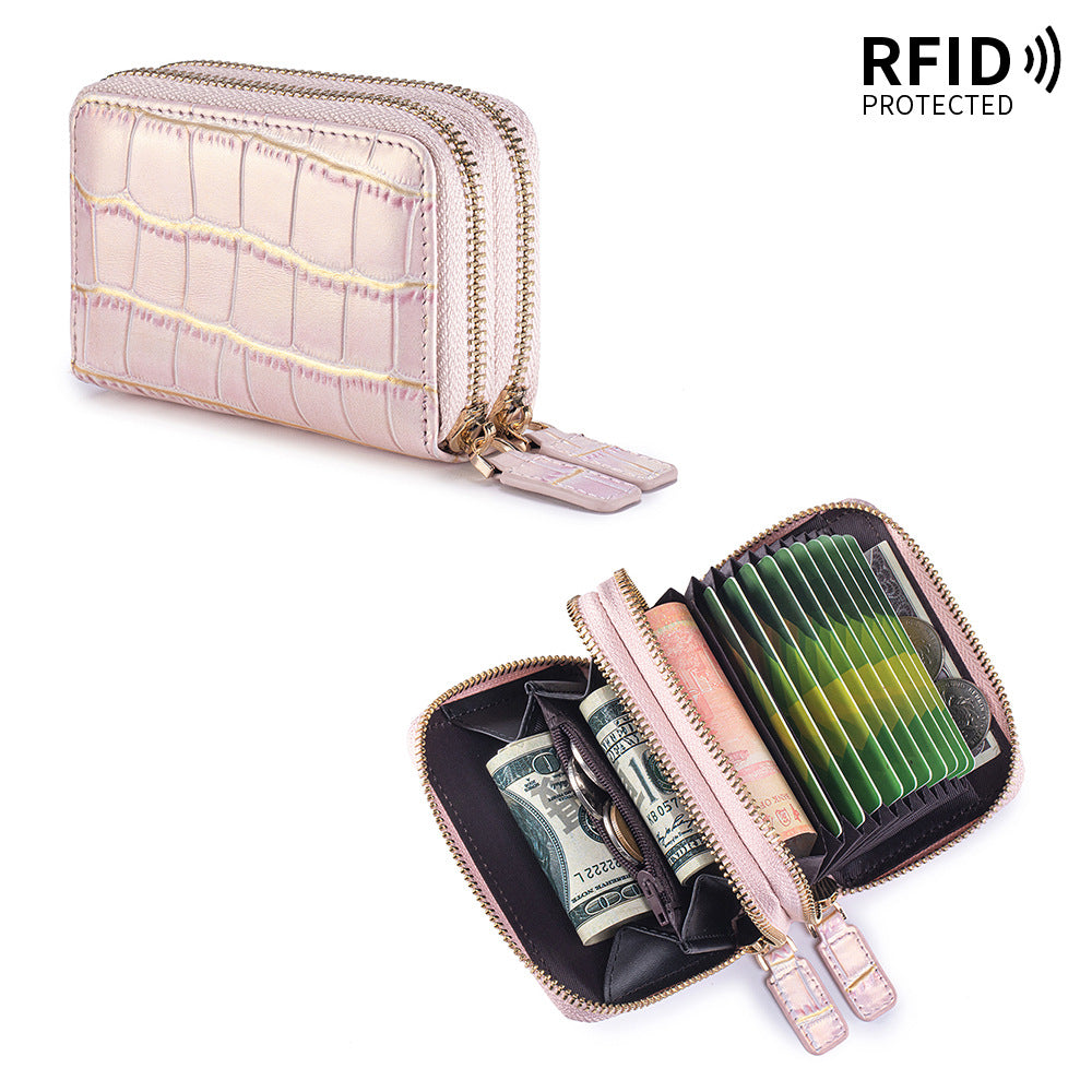 Crocodile Texture RFID Card Holder Zip Around Wallet N6G094