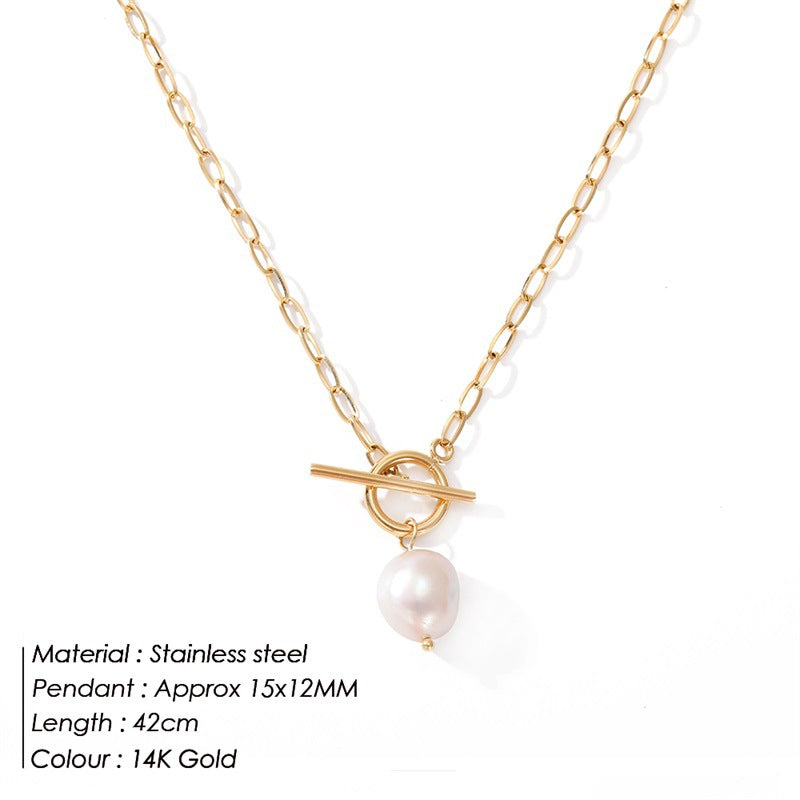 Baroque Freshwater Pearl Cross Chain Necklace N6H169