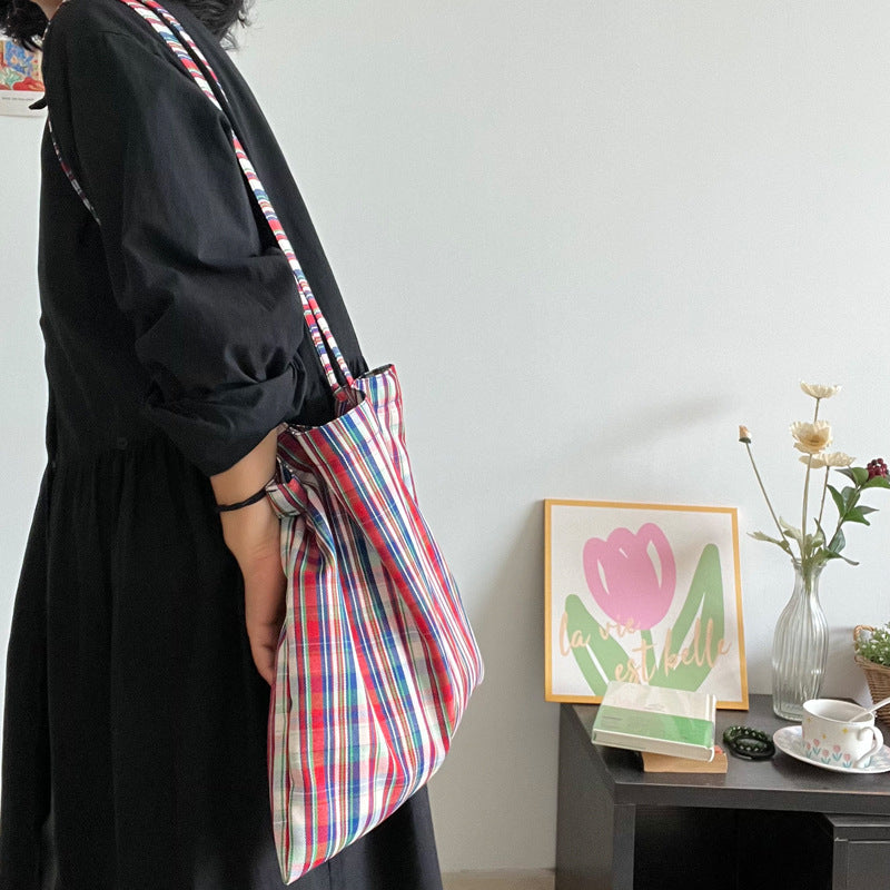 Retro Tartan Crossbody Bag Pure Cotton S5P271