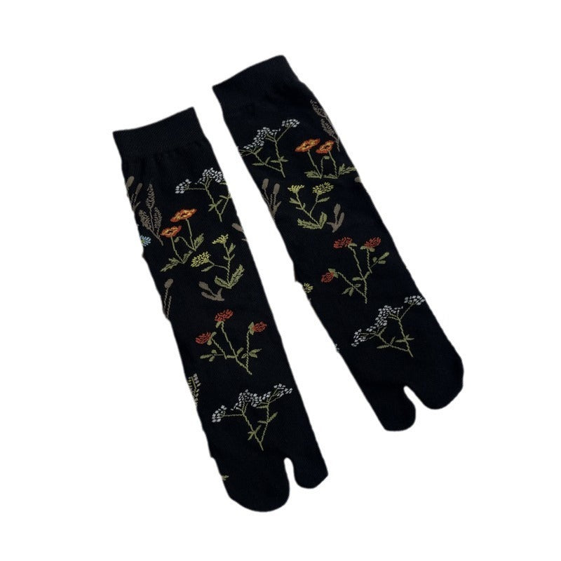 Botanical Floral Print Toe Separation Socks M5A025