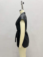 Load image into Gallery viewer, Sleeveless PU Vest Notch Lapel Belted Women N6G173