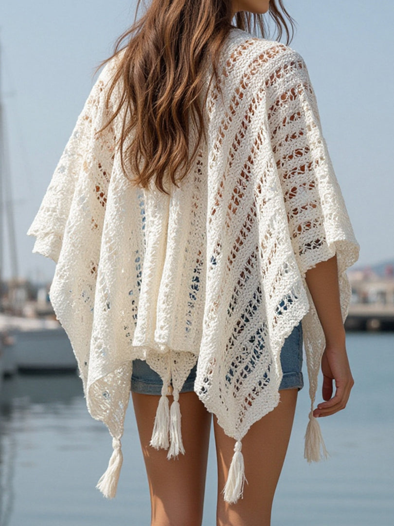 Ethnic Openwork Knit Shawl Beach Cover-Up N6C317