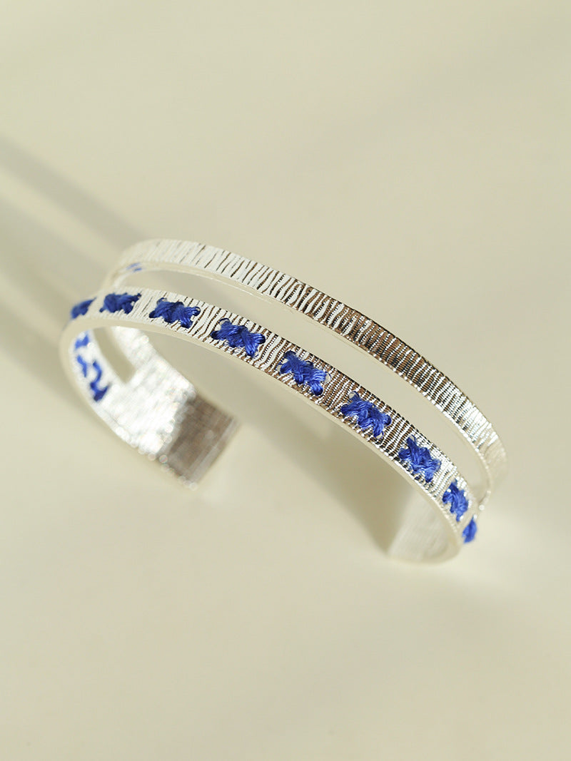Color Thread Open Cuff Bracelet Women Retro N6C039