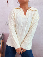 Load image into Gallery viewer, Cable Notch Sweater Mid Weight Options N5Z907
