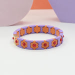 Load image into Gallery viewer, Bohemian Floral Cuff Enamel Steel Elastic DIY Plated S5P085

