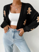 Load image into Gallery viewer, Cookie Pattern Short Knit Cardigan MidLight N5A163
