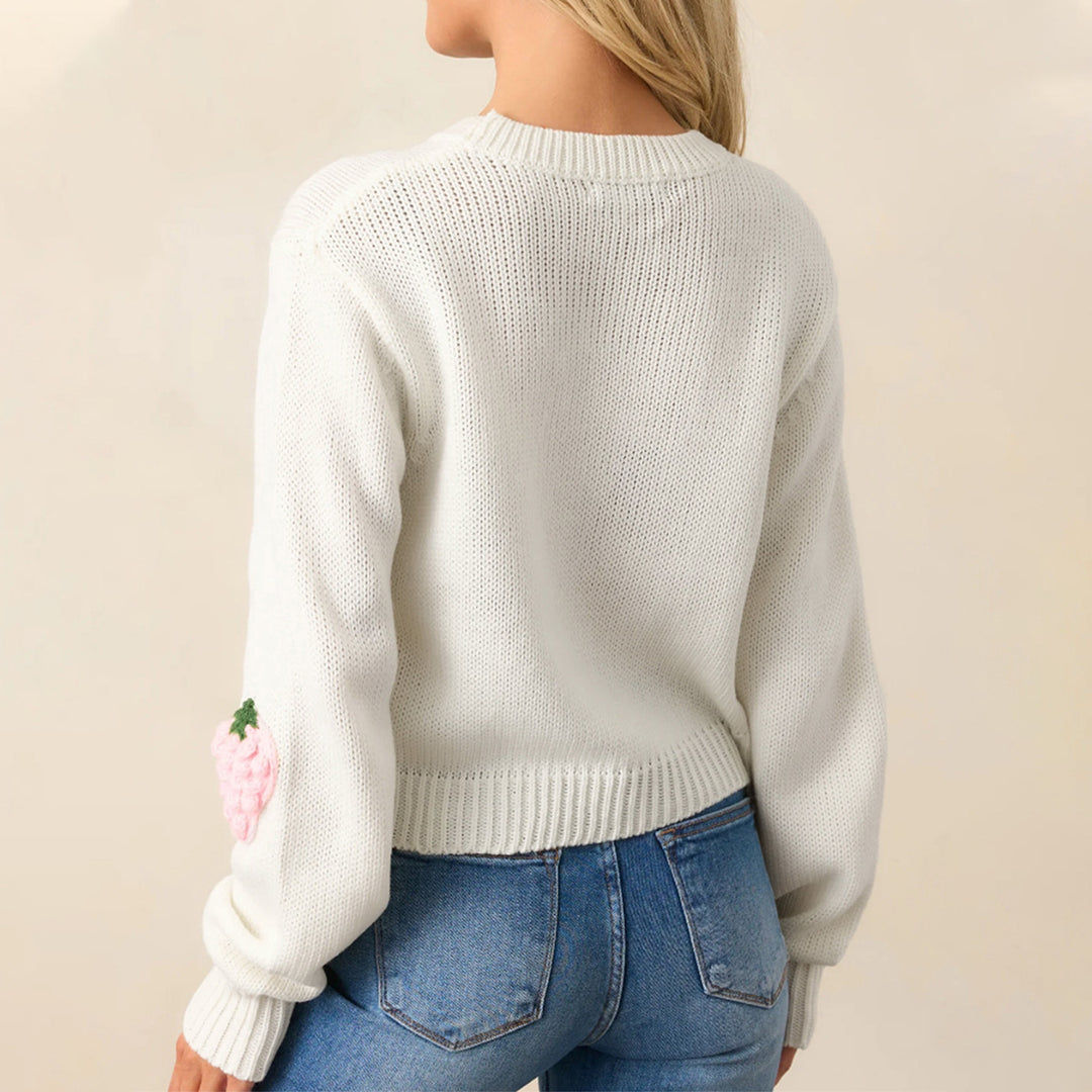 3D Strawberry Knit Long Lightweight Off White N5Z696