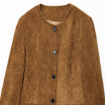 Load image into Gallery viewer, Round Neck A Line Jacket Women Brown N5A399