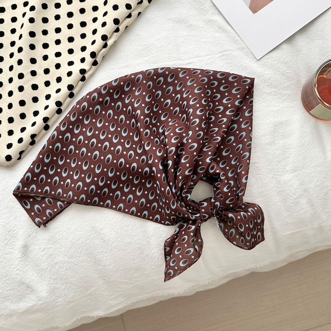 Two-Tone Houndstooth Print Square Scarf Women 55cm N6H113