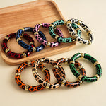 Load image into Gallery viewer, Womens Leopard Print Acrylic Beaded Bracelet N6K126