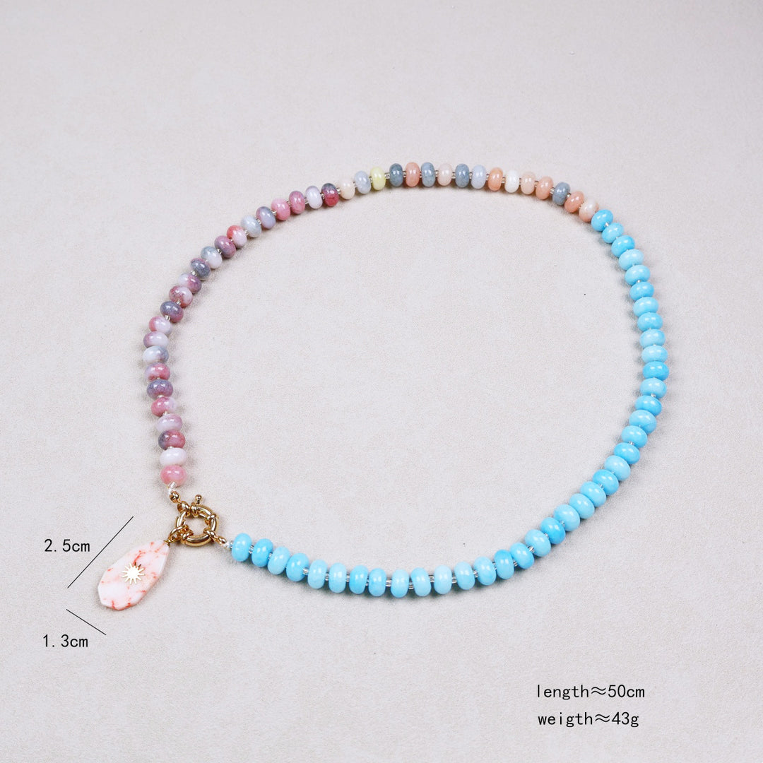 Bohemian Natural Stone Bead Pendant Necklace N6E112