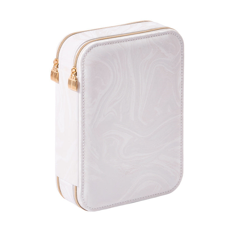 Double Zipper Jewelry Box PU Leather Storage Case N6G104