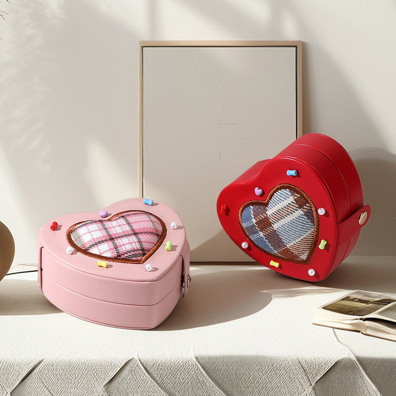 Heart Ring Box Luxury Jewelry Gift Case PU Velvet N6G062