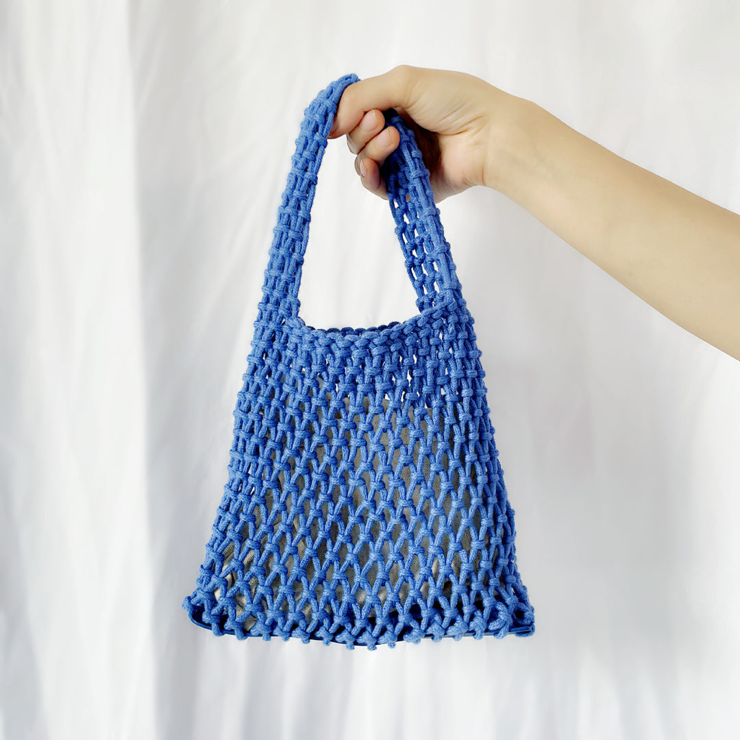 Crochet Cotton Rope Wristlet Beach Bag Inner Pocket N6E123