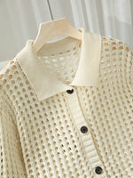 Load image into Gallery viewer, Lace Knit Cardigan Women Openwork Vacation N6D139