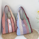 Load image into Gallery viewer, Women's Color-Block Quilted Cotton Tote Bag N6J192
