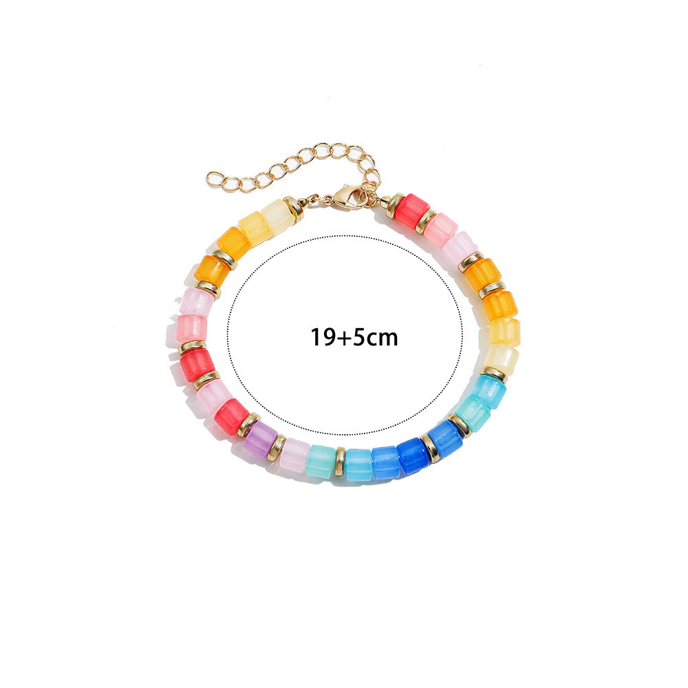 Resin Gradient Bead Chain Gold Plated Adjustable S5P238