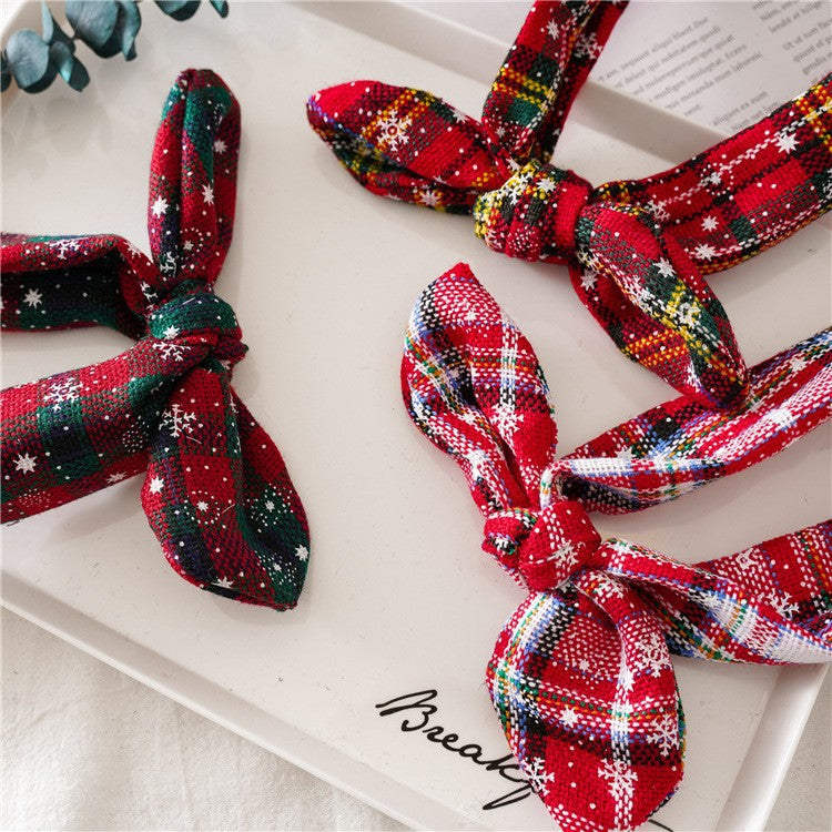 Womens Christmas Plaid Bow Headband N6K123