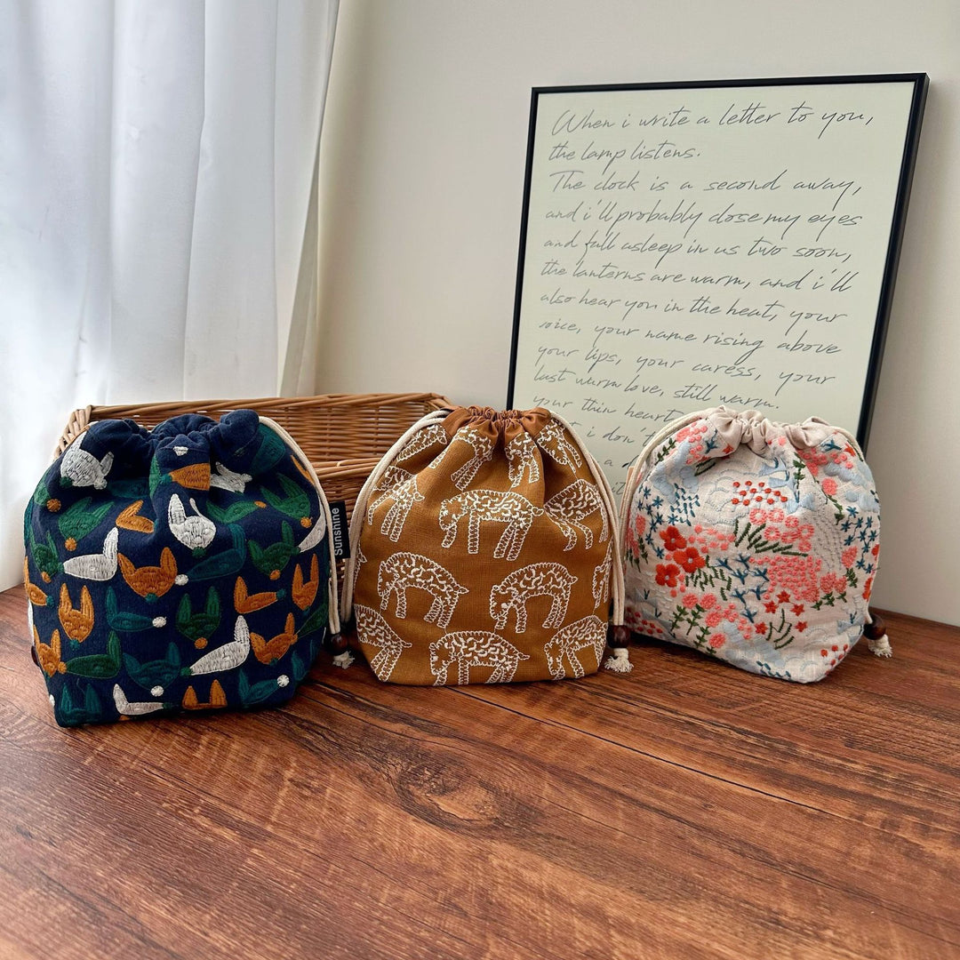 Handmade Cotton Linen Drawstring Cosmetic Pouch N6F174