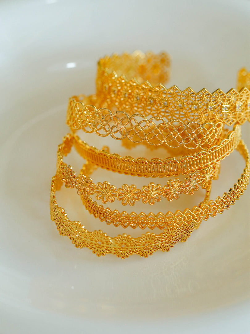 Lace Openwork Geometric Cuff Bracelet Women N6C006