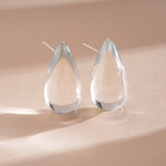 Load image into Gallery viewer, Clear Resin Teardrop Silver Stud Earrings Minimalist N6H091