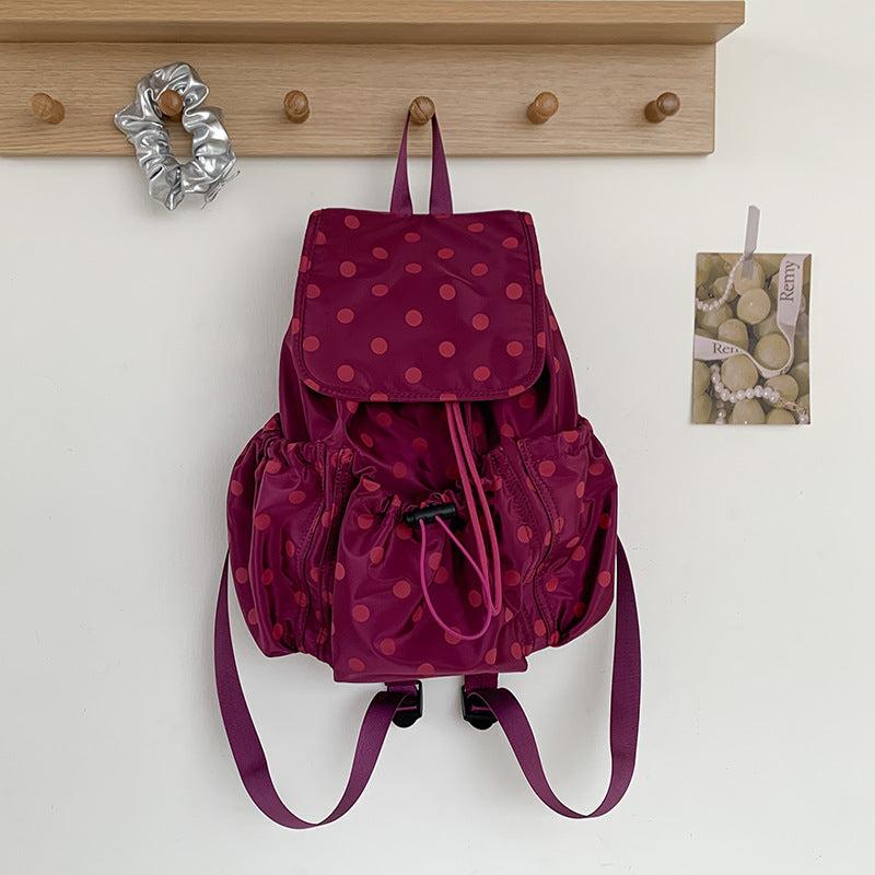 Polka Dot Backpack Women Lightweight Nylon Daypack N6F053
