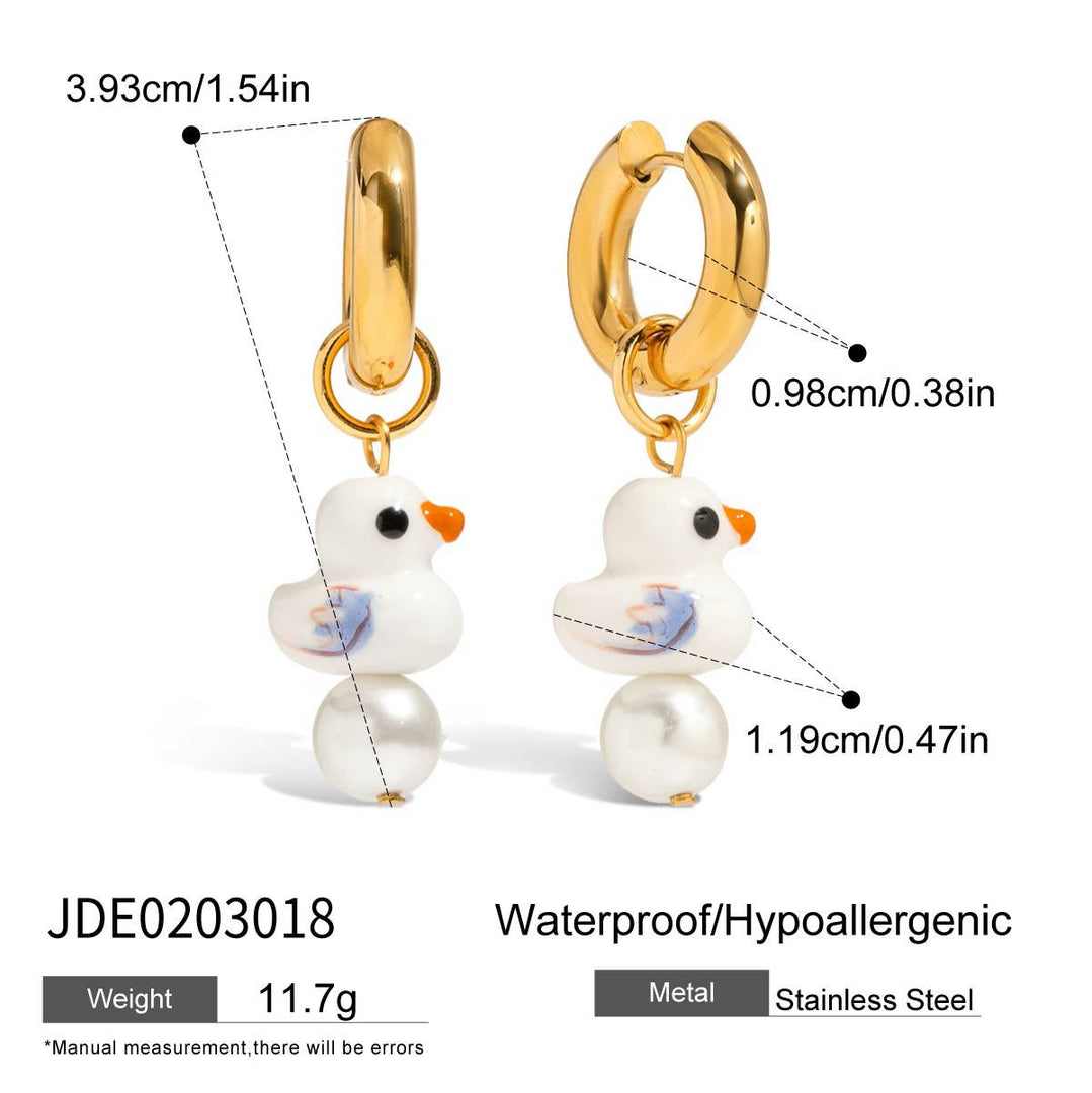 Geometric Pearl Studs Steel Plated Fadeproof S5P160